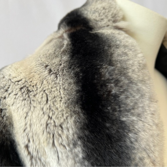 LUISA SPAGNOLI RABBIT FUR SCARF SILK LINED ADJ TIE FRONT OLD MONEY ELEGANT VTG - Picture 7 of 12